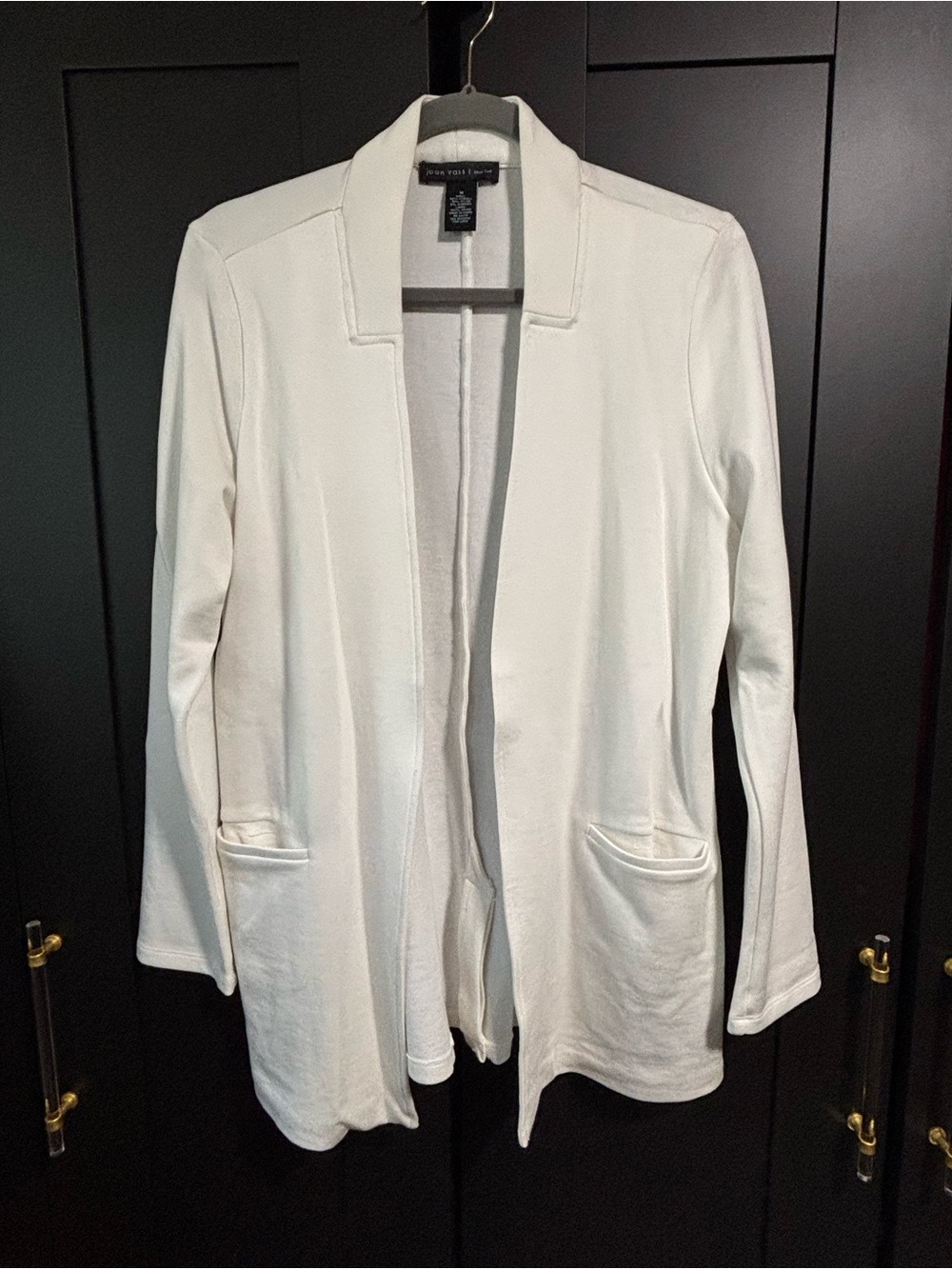 Joan Vass Open-Front White Blazer Jacket